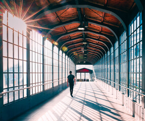 silhouette of a person in the subway station