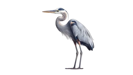 Foto op Plexiglas Great Blue Heron bird isolated on transparent background created with generative AI technology © DigitalParadise