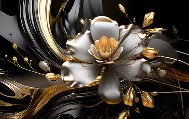 Golden Flower Wallpaper Concept - Generative by AI
