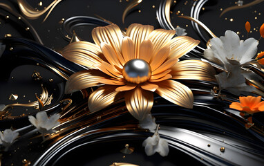 Golden Flower Wallpaper Concept - Generative by AI