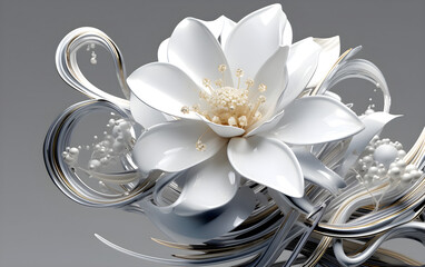 White Flower Wallpaper Concept - Generative by AI