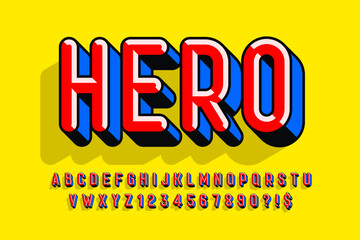 Fototapeta premium Trendy 3d comical design, colorful alphabet, typeface.