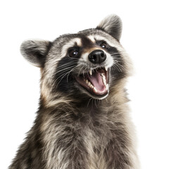 Obraz premium a mischievous Raccoon, happy, smiling, and healthy, Wildlife-themed, photorealistic illustrations in a PNG, cutout, and isolated. Generative AI