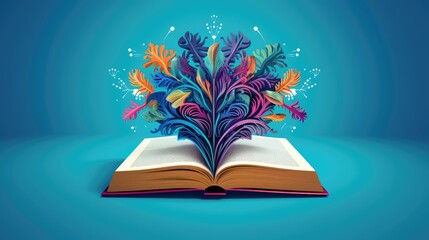 an open book from which the tree of knowledge grows, the concept of the development of the education system, Generative AI.