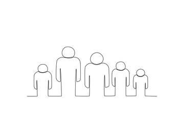 Human population on earth. World population day one-line drawing