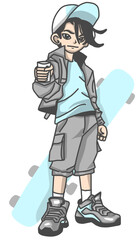 skateboard player illustration