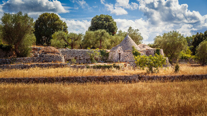 Old trullo house in the Apulian countryside, Itria Valley, Bari, Italy
