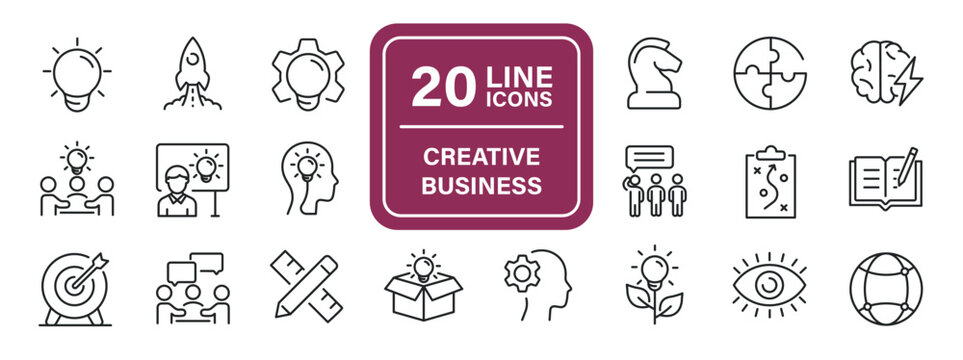 Creative business line icons. Editable stroke. For website marketing design, logo, app, template, ui, etc. Vector illustration.