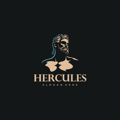 Hercules Heracles , Muscular Myth Greek Warrior Logo design - obrazy, fototapety, plakaty