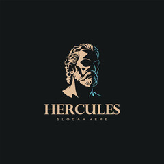 Hercules Heracles , Muscular Myth Greek Warrior Logo design - obrazy, fototapety, plakaty