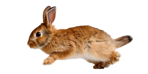 a spring-themed illustration featuring adorable isolated bunnies and rabbits running, jumping, and bouncing all set on a transparent background and provided in PNG. Generative AI
