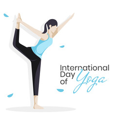 International Day of Yoga Background Wallpaper with flat illustration of a woman doing yoga pose. Suitable to place on content with that theme. Vector file every object is on separated layer