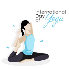 International Day of Yoga Background Wallpaper with flat illustration of a woman doing yoga pose. Suitable to place on content with that theme. Vector file every object is on separated layer