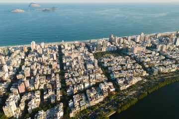Aerial view of Ipanema District in Rio de Janeiro, Brazil