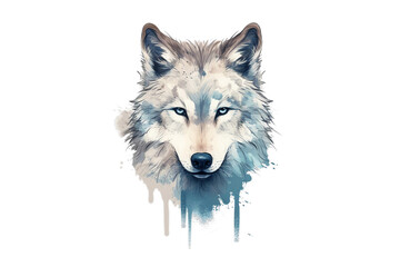 The wolf's face on a white background isolated 