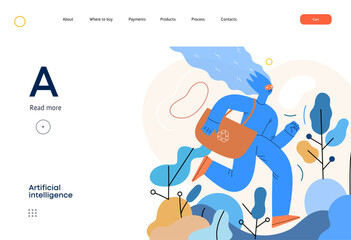 Artificial intelligence, Ecology -modern flat vector concept illustration of AI effectively managing responsible consumption and recycling. Metaphor of AI advantage, superiority and dominance concept