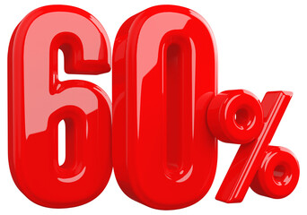 60 Percent Number Red  Discount 3D
