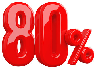 80 Percent Number Red  Discount 3D