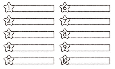 クレヨン素材　数字がついた星の形のタイトルデザインセット