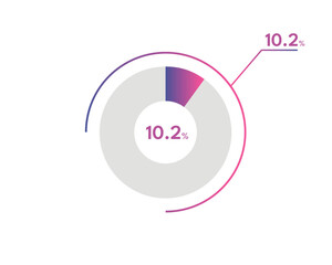 10.2 Percentage circle diagrams Infographics vector, circle diagram business illustration, Designing the 10.2% Segment in the Pie Chart.