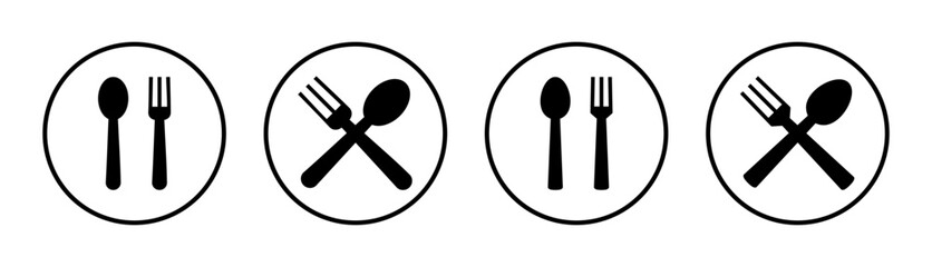 spoon and fork icon set illustration. spoon, fork and knife icon vector. restaurant sign and symbol