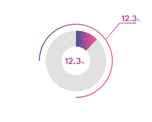 12.3 Percentage circle diagrams Infographics vector, circle diagram business illustration, Designing the 12.3% Segment in the Pie Chart.