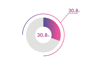 30.8 Percentage circle diagrams Infographics vector, circle diagram business illustration, Designing the 30.8% Segment in the Pie Chart.