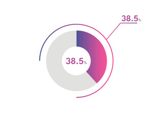 38.5 Percentage circle diagrams Infographics vector, circle diagram business illustration, Designing the 38.5% Segment in the Pie Chart.