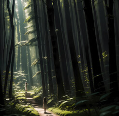 bamboo forest at night created with Generative AI