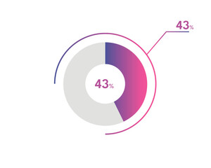 43 Percentage circle diagrams Infographics vector, circle diagram business illustration, Designing the 43% Segment in the Pie Chart.