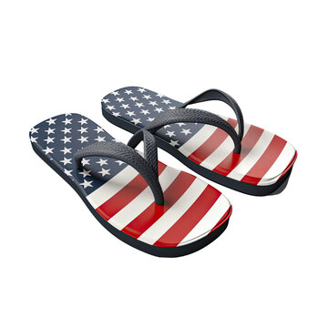 american flag-inspired flip flops isolated on a transparent background, generative ai