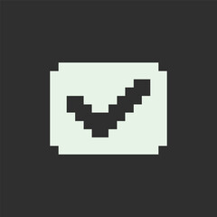 Obraz premium this is Checklist icon 1 bit style in pixel art with white color and black background ,this item good for presentations,stickers, icons, t shirt design,game asset,logo and your project.