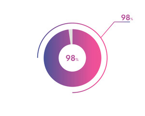 98 Percentage circle diagrams Infographics vector, circle diagram business illustration, Designing the 98% Segment in the Pie Chart.
