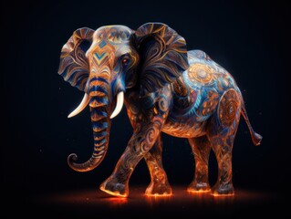 Obraz premium An elephant with intricate designs on its body. Generative AI image.