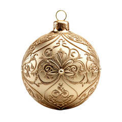 golden christmas ornament isolated on a transparent background, generative ai