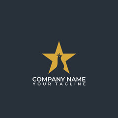 Obraz premium Peacock star logo. Star logo design with peacock as negative space.