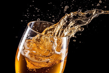 gradient beer background drink foam cold bubble ale splash alcohol glass. Generative AI.