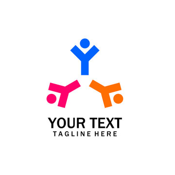 Letter Y tringle logo, yyy logo, triple y logo. Letter Y abstract people logo icon colorful minimal style illustration design. Family teamwork coworking emblem sign symbol logotype.