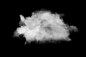 Cloud of white smoke on black background