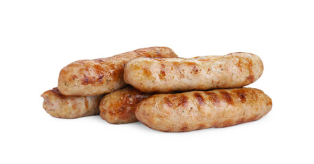 Tasty fresh grilled sausages isolated on white