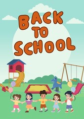 Back to school vector illustration. Kids playing.