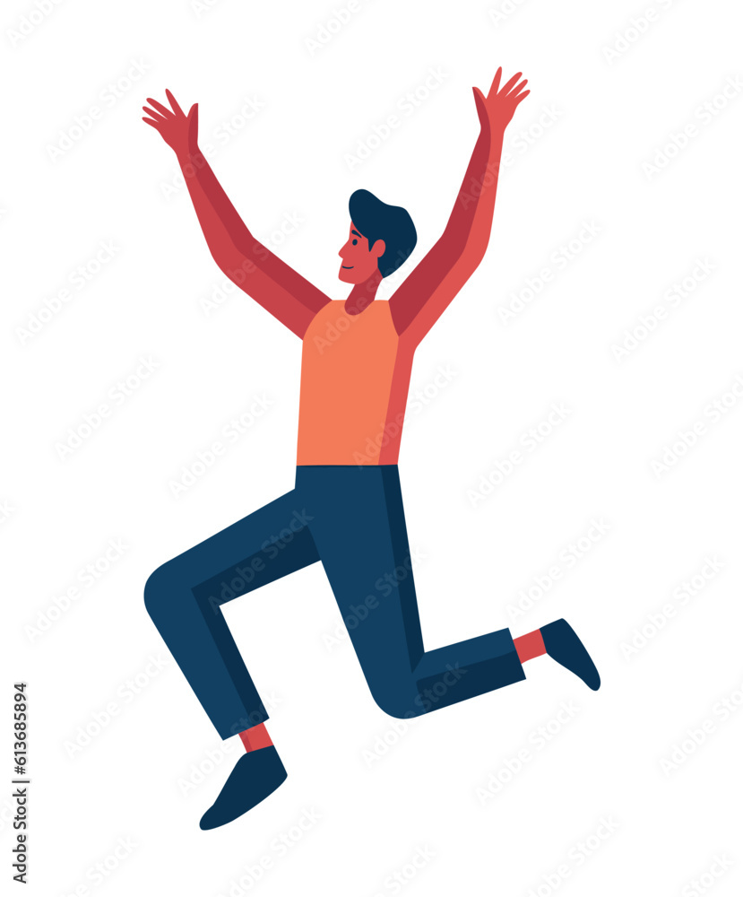 Poster young man jumping for joy