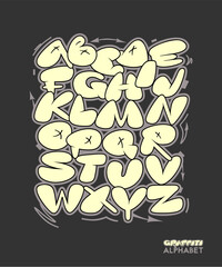 Graffiti alphabet. Babble style hand drawn font. Street art design.