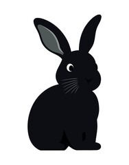 Fluffy rabbit icon, mascot silhouette