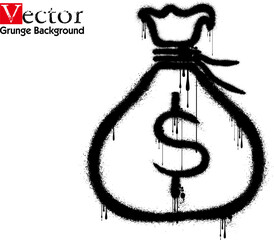 graffiti money bag icon,  vector money bag icon illustration, Spray Painted Graffiti Money Bag icon Sprayed isolated with a white background.