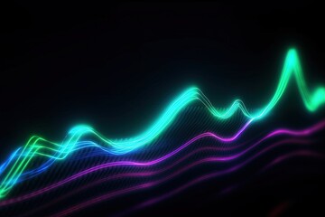Fototapeta premium abstract futuristic background with gold PINK blue glowing neon moving high speed wave lines and bokeh lights. Data transfer concept Fantastic wallpaper, Ai Generative