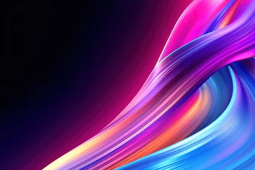 Fototapeten abstract futuristic background with gold PINK blue glowing neon fluid waves techno sound shap Data transfer concept Fantastic wallpaper, Ai Generative © AKKA