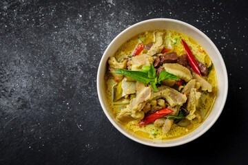 Thai food, green curry, popular dishes, original Thai food concept.
