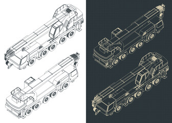Mobile crane isometric blueprints