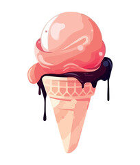 Melting chocolate ice cream cone